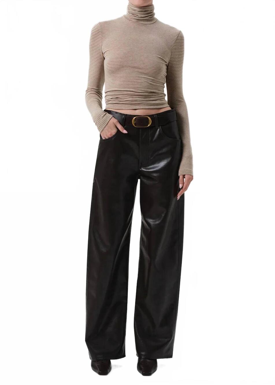 NEW CITIZENS OF HUMANITY ayla baggy pants in chocolate leather